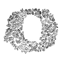 flower doodle frame for oval shape