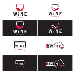 Wine logo with wine glasses and bottles.for night clubs,bars,cafe and wine shops.