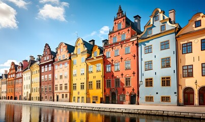 Fototapeta premium Colorful houses in the historic district of Gamla Stan, Stockholm, Sweden