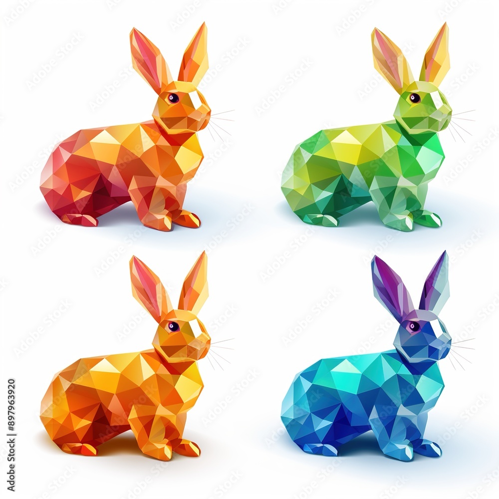 Poster set of rabbits