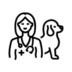 Vector black line icon for public vet