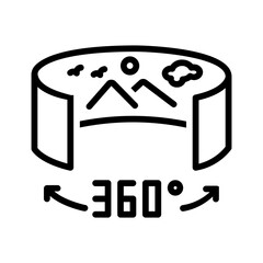 Vector black line icon for panoramic veiw 
