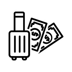 Vector black line icon for traveler free 