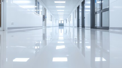 Obraz premium Durable epoxy resin flooring in a high-traffic commercial space, demonstrating its hard-wearing properties, clean and professional look, resilient and glossy