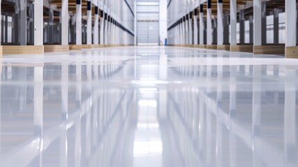 Obraz premium Long-lasting epoxy resin flooring, tough layers with a shiny finish, resilient foundation, hard-wearing topcoat, commercial application, seamless coverage