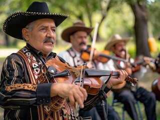 Vibrant Hispanic Heritage: Musicians Playing Traditional Music in Park | Sony A7 IV