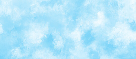 shiny and clear painted light blue clouds watercolor background, The summer is colorful clearing day Good weather with natural blue clouds, sky clouds for wallpaper backdrop background.