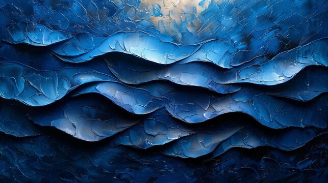 Abstract blue waves texture - generative ai