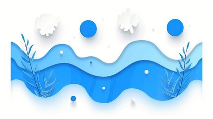 Abstract Paper Cutout Wave Design with Blue and