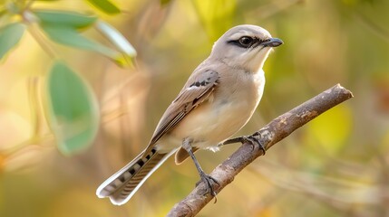 Naklejka premium The Common Shrike is a small, predatory bird known for its distinctive hunting behavior and striking appearance.