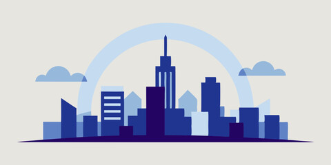 Flat Minimalistic Sunrise City Vector Art: Perfect for Contemporary Projects