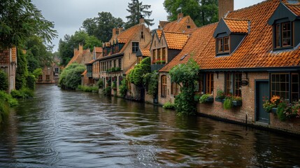 Fototapeta premium Walking along the canals of Bruges, Belgium
