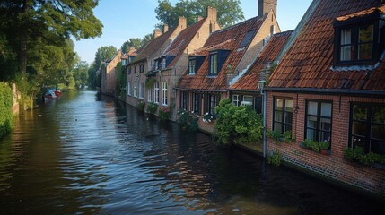 Fototapeta premium Walking along the canals of Bruges, Belgium