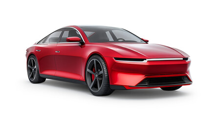 Obraz premium Electric sedan car in concept, EV car isolated