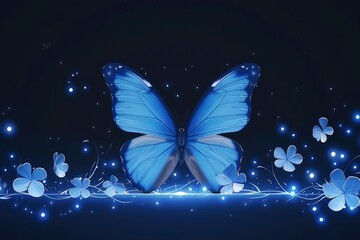 Blue Butterfly With Glowing Lights