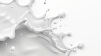 A dynamic splash of milk or cream caught in midair against a clean white backdrop, displaying fluid motion and purity.