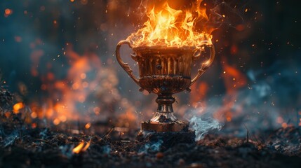 Burning trophy in flames - generative ai