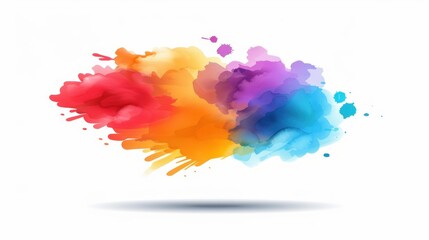 Naklejka premium Vibrant watercolor cloud floats above a backdrop, showcasing hues in a serene, dreamy landscape. A perfect art piece