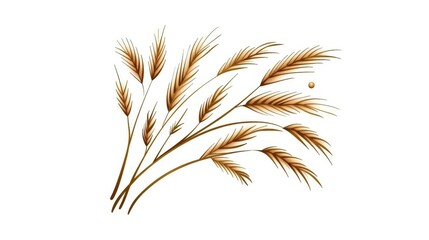 Fototapeta premium Delicate handdrawn grass leaves with elegant golden outlines, perfect for enhancing wedding stationery and decor.