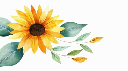 Obraz premium Brighten your space with this handpainted watercolor sunflower, perfect for prints, cards, and labels. A vibrant, cheerful design