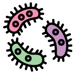 Bacteria Filled Line Icon Illustration