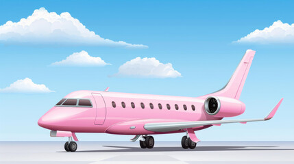 Fototapeta premium Stunning luxury pink private jet illustration, perfect for travel enthusiasts and aviation lovers alike. Aesthetic design awaits