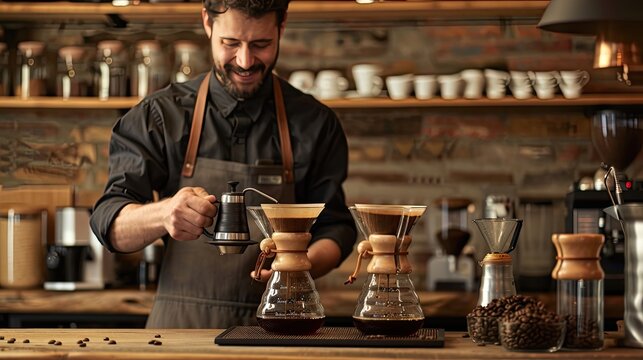 Two coffee enthusiasts discuss the nuances of different brewing methods. From pouring to French pressing The debate over which technique produces the best tasting coffee beans is debated.