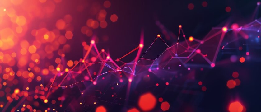 Abstract graph with glowing points and a trend line