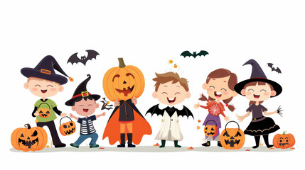 Halloween kids Cartoon Halloween decorations Halloween festival Pumpkin Carving events carnival celebration Halloween ideas makeup Wallpaper isolated white background