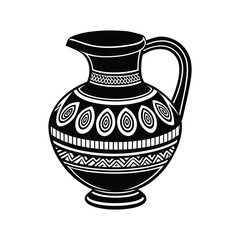 antique Greek jug silhouette vector art illustration isolated on white background