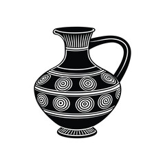 antique Greek jug silhouette vector art illustration isolated on white background