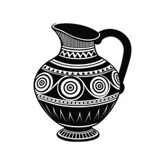 antique Greek jug silhouette vector art illustration isolated on white background