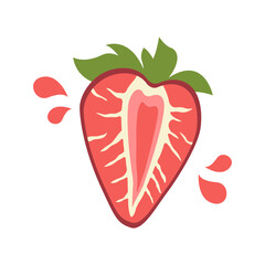 Sliced Fresh Strawberry Fruit Healthy Nutrition Vector Illustration