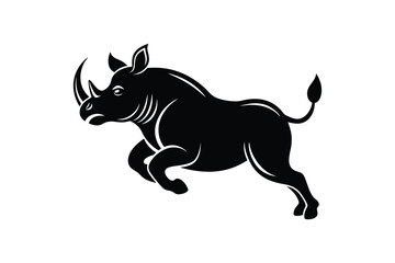 Rhinoceros silhouette vector art illustration isolated on white background