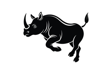 Rhinoceros silhouette vector art illustration isolated on white background
