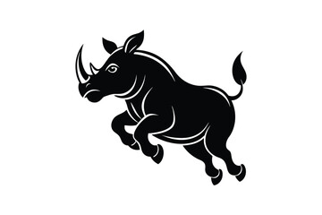Rhinoceros silhouette vector art illustration isolated on white background
