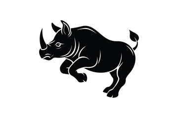 Rhinoceros silhouette vector art illustration isolated on white background
