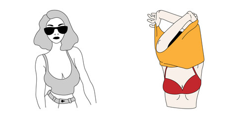 A beautiful girl. A pretty woman. In glasses. Illustration.