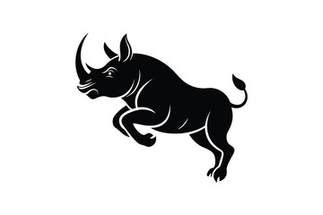Fototapeta premium Rhinoceros silhouette vector art illustration isolated on white background