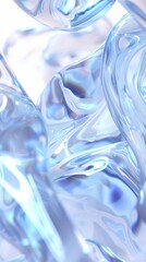 Abstract glassy transparent material in white and dark blue.