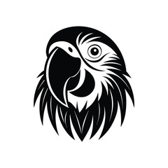 Parrot black and white vector icon art illustration on white background