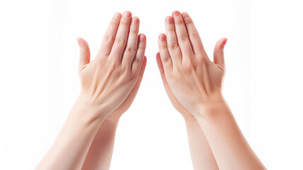 Vibrant image of applause with hands on a white backdrop.