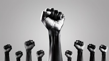 Fist protest hand activist people social fight crowd civil women march strike rebellion black.
