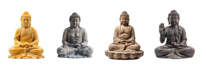 Collection of buddha isolated on transparent background. Generated Ai