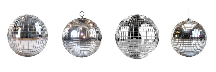 Collection of disco ball isolated on transparent background. Generated Ai