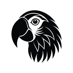 Parrot black and white vector icon art illustration on white background