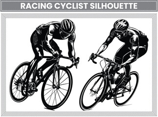 Racing Cyclist silhouette, Bicycle icon, Bicycle race silhouettes Cycling race flat icon, Cyclist sign, Road Cyclist Silhouette, Sports