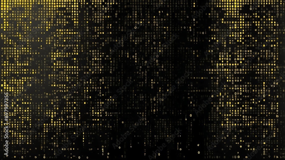 Wall mural yellow binary code pattern technology abstract background digital artwork