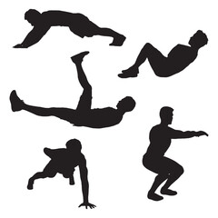 Male Fitness Exercise Silhouette Vector Illustration