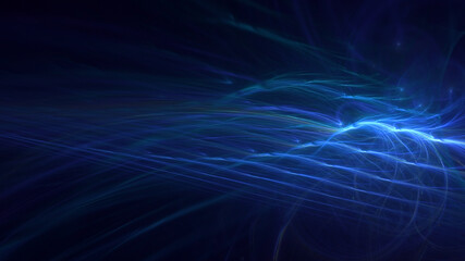 3D manual rendering abstract blue fractal light background. Its not AI Generatd illustration.